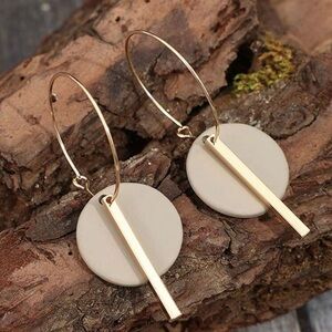 Elegant Gold and Cream Hoop Earrings